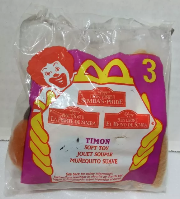 McDonald's Happy Meal Kids Toy Lion King 2: Simba's Pride Toy # 3 Timon Plush