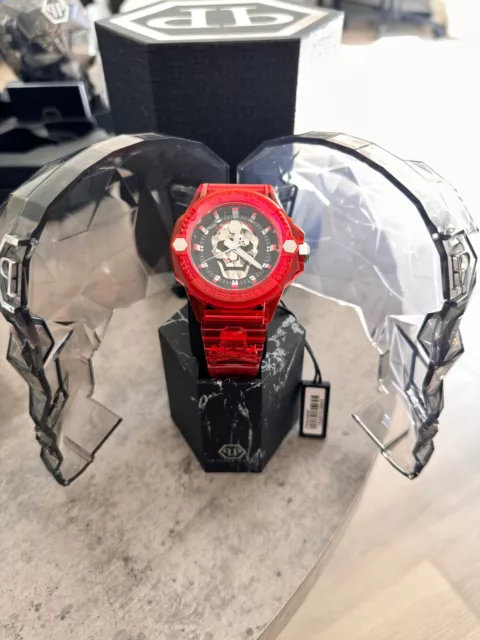 Philipp Plein Red Mens Analogue Watch The $kull Synthetic PWWAA0223