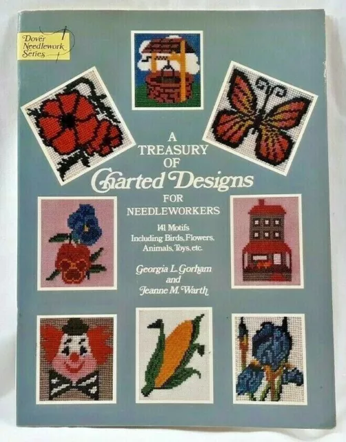 1977 Dover A Treasury of Charted Designs para trabajadores de agujas libro 141 motivos 5956
