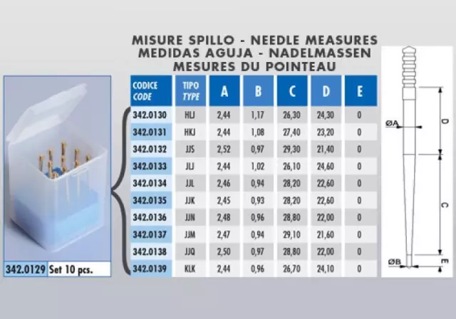 342.0129 Set 10 Spilli Pwk Differenti Misure