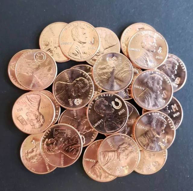Lot of 10 Counterstamped Lincoln 2021 Pennies - Uncirculated Counterstamp Coins!