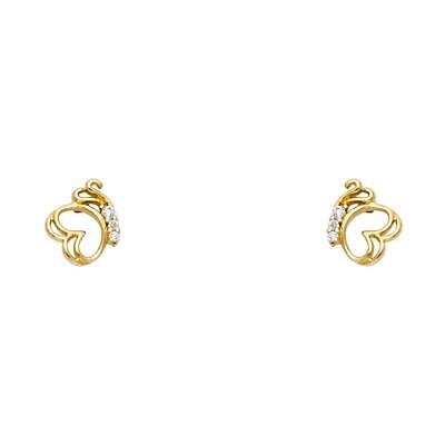 Genuine 14k Yellow Gold - Butterfly CZ Stud Earrings for Women Kid Baby From USA