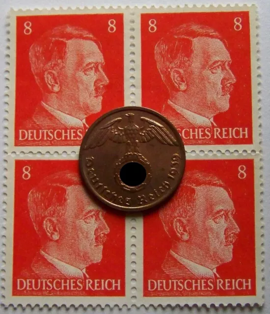 Briefmarken Block + Münze - Adolf Hitler / Deutsches Reich - Wk Ii.