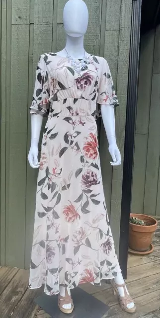 calvin klein midi dress in Floral Sheer Overlay Fabric - size 14