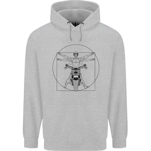Felpa con cappuccio da moto Vitruvian Biker da uomo 80% cotone