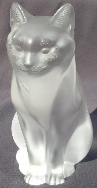 LALIQUE "Chat Assis / Sitting Cat" Kristall-Figur satiniert signiert TOPZUSTAND