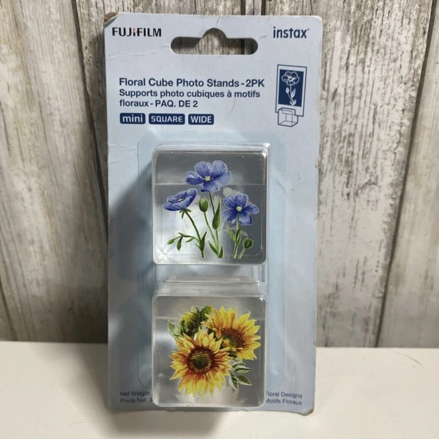 FUJIFILM Instax Floral Cube Photo Stands- 2 Pack- Clear Flowers - NEW