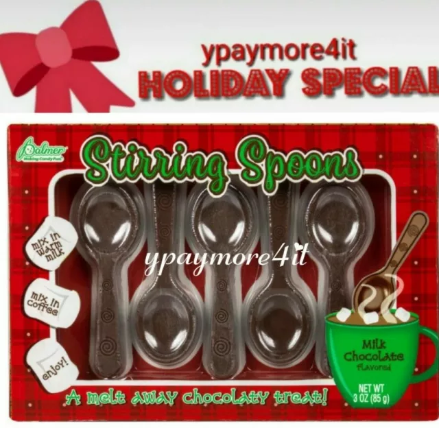HOLIDAY CHRISTMAS EDIBLE Stirring Milk Chocolate Flavored Spoons Candy  £7.57 - PicClick UK