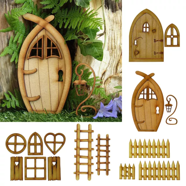 Adroable Miniatur Fee Elf Fenster Tür Bäume Kunst Garten Dekor Rasen Terrasse