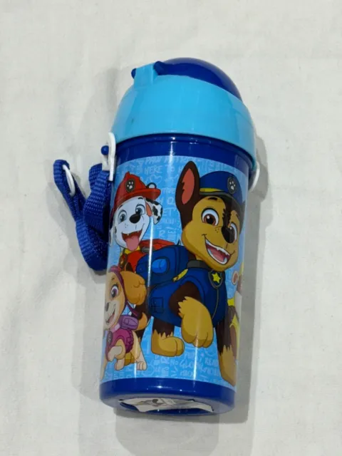 PAW PATROL School Water Bottle Carry Strap Push Button Flask BPA FREE 500ml Blue