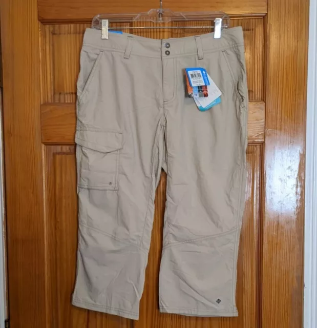 Columbia NWT Women's 8 Silver Ridge Nylon Tan Capri Travel Pants Omni Shade/Wick