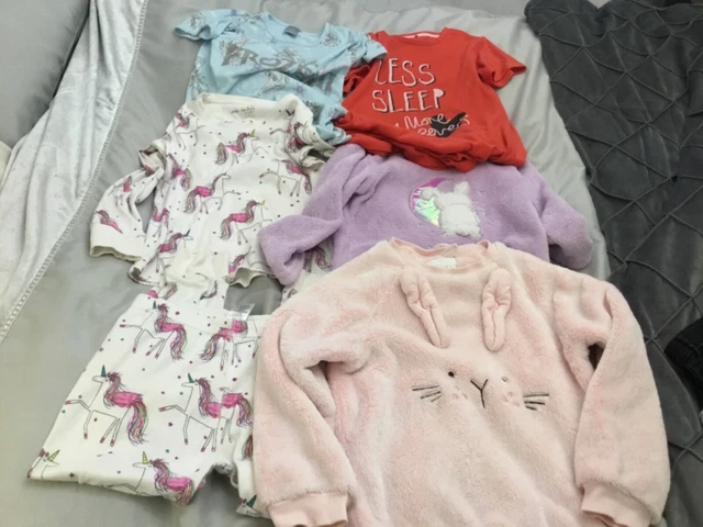 Next Girls bundle nightwear PJ’s  night shirts fluffy tops unicorn frozen 7-8 yr