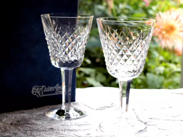 Waterford Crystal Alana Claret Wine Glasses Pair Mint in Original Box