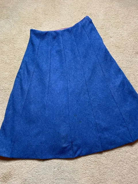 Vintage 60s John Meyer Of Norwich Paneled Hi Waist Blue Wool A-line Midi Skirt S