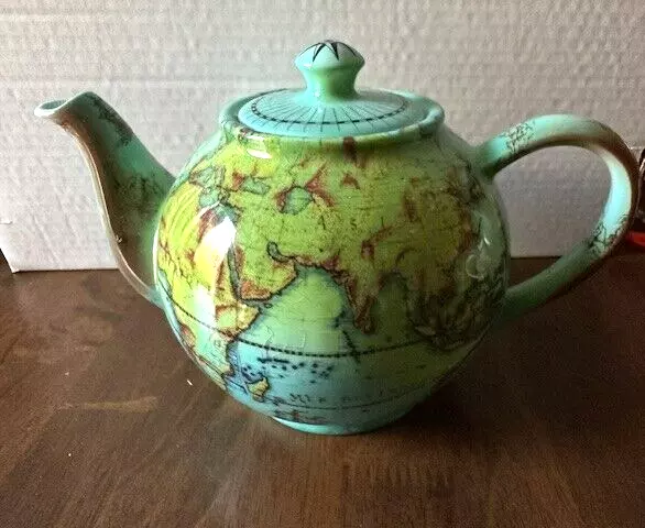 RARE VTG Paul Cardews Designs Terrestrial Globe Ceramic Teapot Made in England