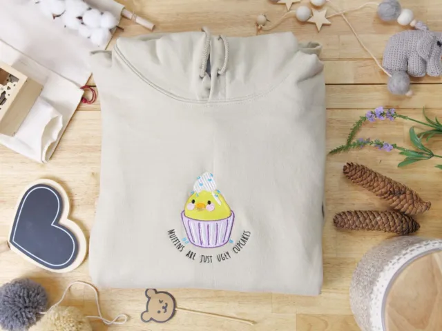 Custom Embroidery Chick Cupcacke Embroidered Crewneck Sweatshirt/Hoodie/Shirt