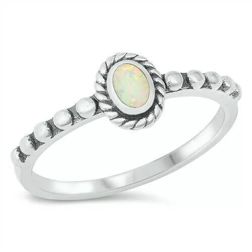 Ring Original Sterlingsilber 925 weiß Labor Opal oxidiert Gesichtshöhe 7 mm Größe 5
