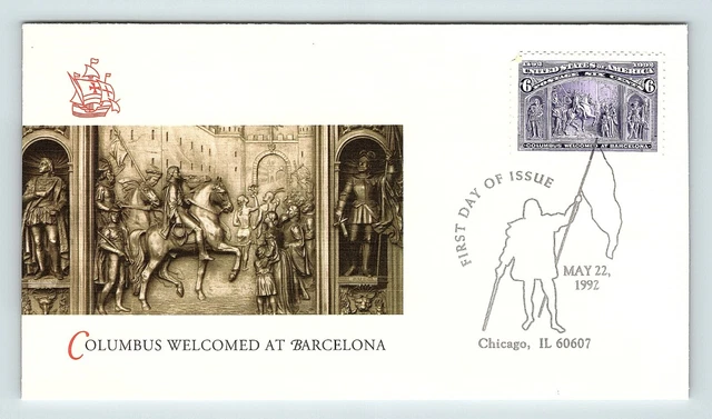 Chicago IL First day Issue Envelope FDC Columbus Welcomed in Barcelona 1992 fdc6