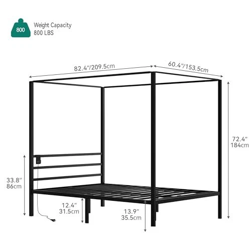 CANOPY BED FRAME Size Metal Bed Frame with USB Queen Canopy Bed with