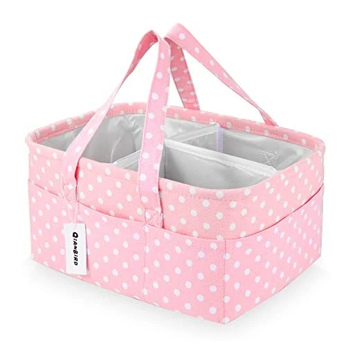 QiANBiRD Baby Diaper Caddy Organizer for Girl Pink Large Car Travel Diaper Ca...