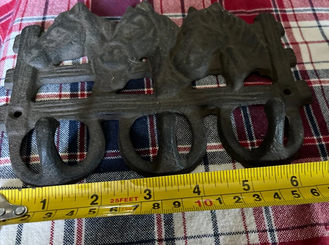 Cast Iron "HORSE HEAD Coat Rack, Key Hook, Towel Holder~ Horseshoe Hooks