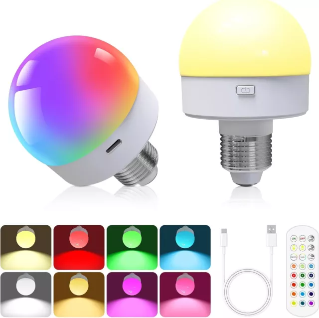 USB Wiederaufladbare LED Glühbirnen Mit Fernbedienung 3-Farben Dimmbar RGB E27