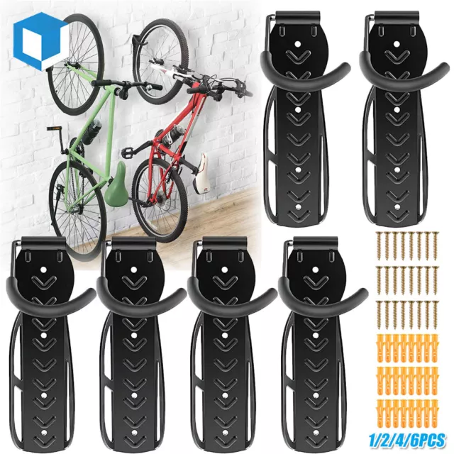 1/2/4/6 Packs Wall Mount Vertical Bike Rack Hook Hanger Storage System Garage