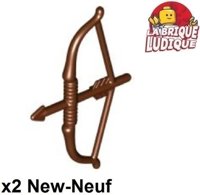 Lego 2x minifig arme weapon arc flèche bow arrow Recurve courbe marron 93231 NEW