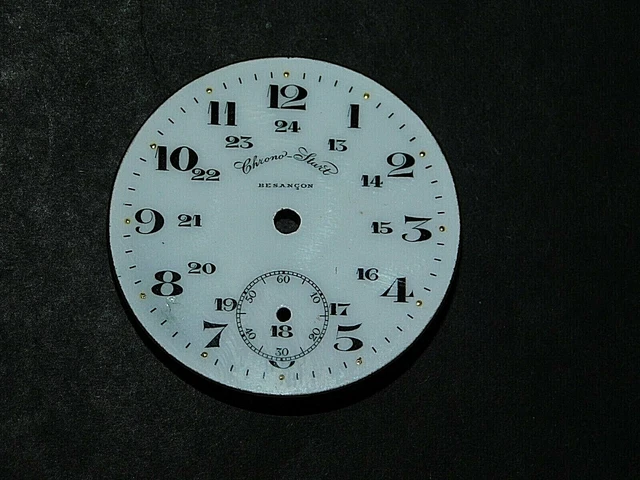 Cadran De Montre Gousset Ancien 43mm « Chronomètre Du Vésuve » En émail - Vintage Authentique
