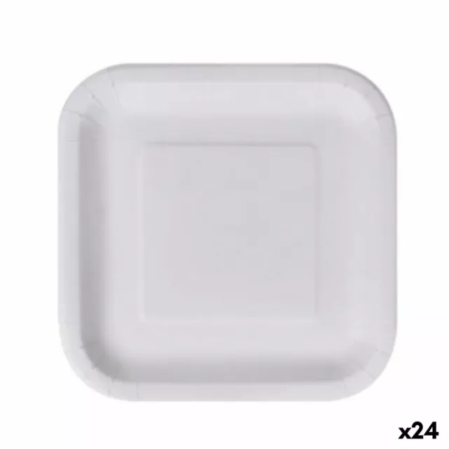 Set de Platos Algon Desechables Blanco Cartón Cuadrado 23 cm [24 Unidades]