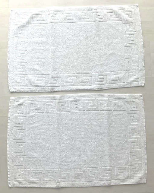 2er Set Duschvorleger Badematte Badvorleger Badteppich 46 x 70 cm Baumwolle Weiß