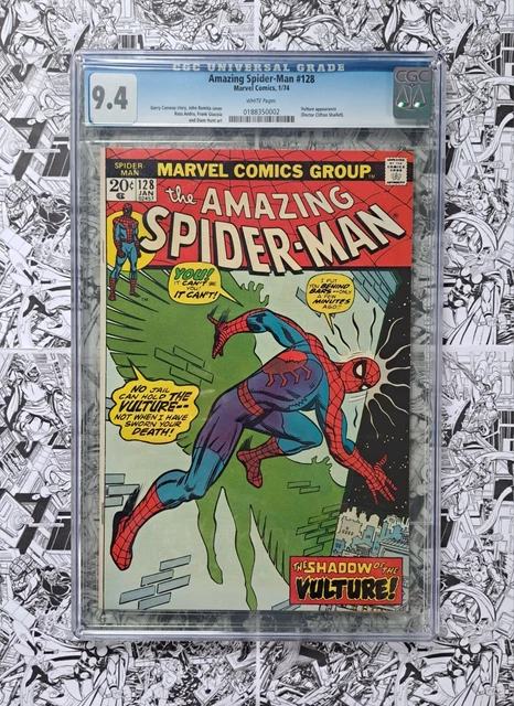 🔥Amazing Spider-Man #128 Cgc 9.4 Nm White Pages! (1974) Vulture Appearance🔥