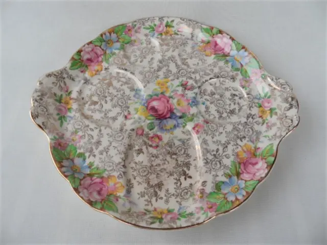 Antique Vintage James Kent Balmoral all over Floral Chintz Breakfast Tray Plate