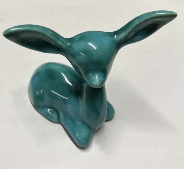 Anglia Pottery England Ceramic Fawn Deer Blue Turquoise Figurine Ornament AP157