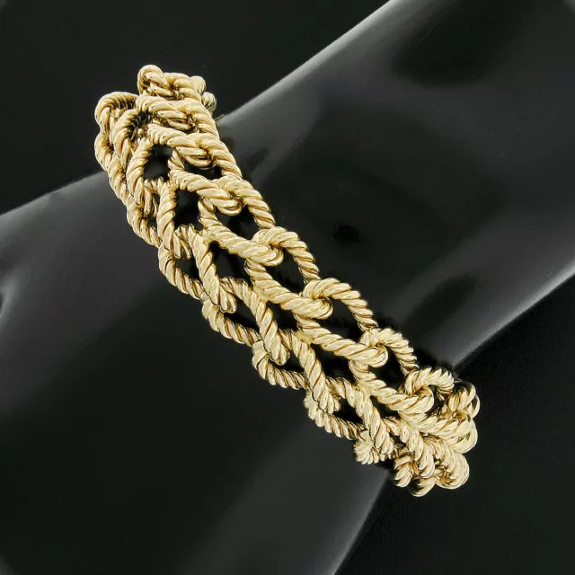 Tiffany & Co.14k Gold Zwei Reihen Verdreht Draht Kabel Verriegelung Link Armband