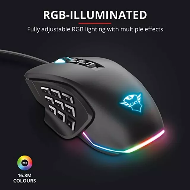 Trust GXT 970 MORFIX Customisable RGB Gaming Mouse - Black