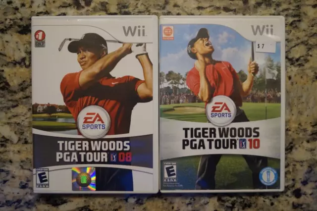 Nintendo Wii Lot(2) Tiger Woods PGA Tour 08, Tiger Woods PGA Tour 10
