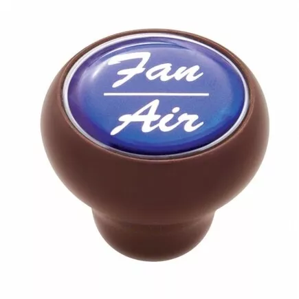 United Pacific 23537 Dash Knob   "Fan/Air" Wood Deluxe, Blue Glossy Sticker