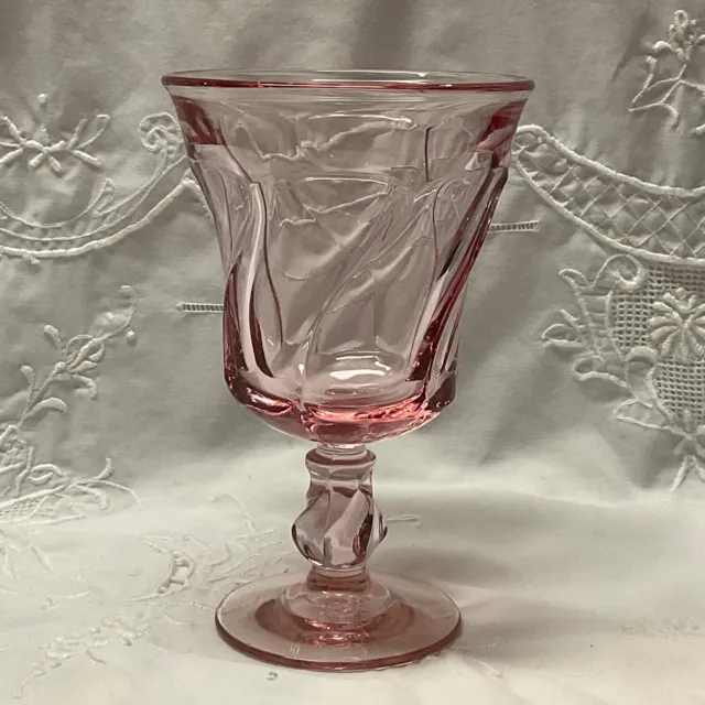 FOSTORIA JAMESTOWN FOOTED PINK SWIRL WATER GLASS  ~ Excellent