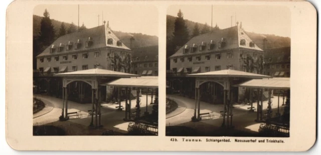 Stereo-Fotografie Fotograf unbekannt, Ansicht Schlangenbad / Taunus, Hotel Nass