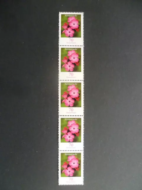 Bund Rollenmarken, Blumen MiNr.  2529 ** postfrisch MNH, 5er-Streifen mit Nummer