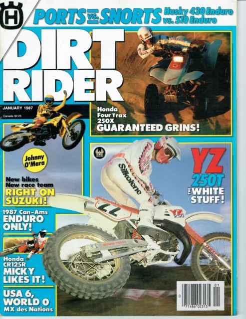 January 1987 Dirt Rider motorcycle magazine Yamaha YZ250 Husqvarna 430 510 Honda