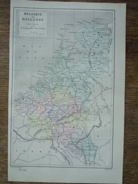 Carte Géographique Ancienne  Belgique Hollande   Circa 1890 GPA132