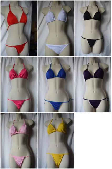 2 Piece Thong Bikini Set top and bottom tie up bathing g string bra sexy mini UK