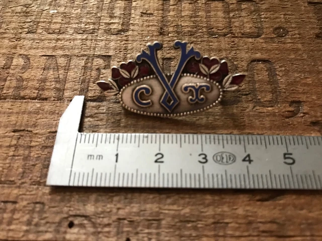 Broche Florale Art Déco En émail Cloisonné - Années 1920-1925 - Vintage, Petit éclat à Restaurer