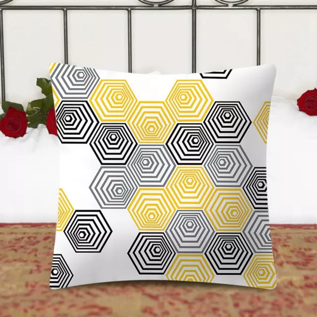 2 45cm Yellow Geometric Cushion Cover Sofa Comfortable Pillow Case (housse D FR