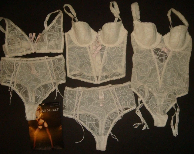 Victoria's Secret Bh Set + Strumpfhalter Teddy Einteilig Stickerei Kokosnuss