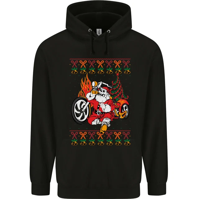 Biker Santa Christmas Motorcycle Motorbike Mens Sweatshirt Jumper