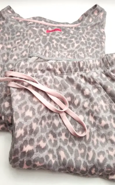 Kate Spade Pajamas Womens XL Pink Leopard Print 2 Piece Pant Set Drawstring