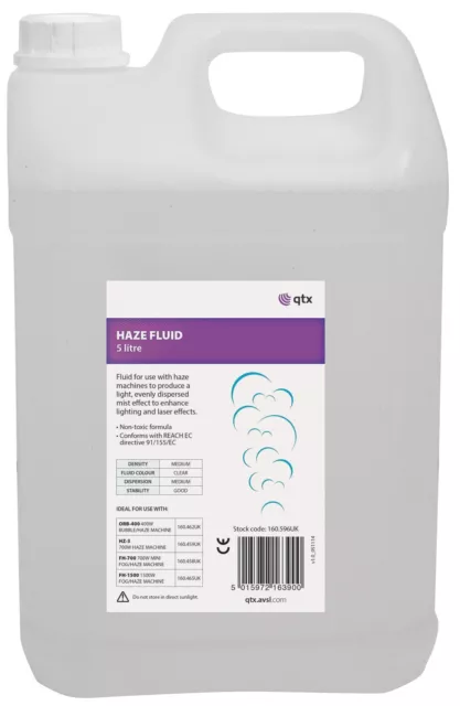 QTX Quality Haze Fluid For All Machines | 5 Litre Bottle - New Formula